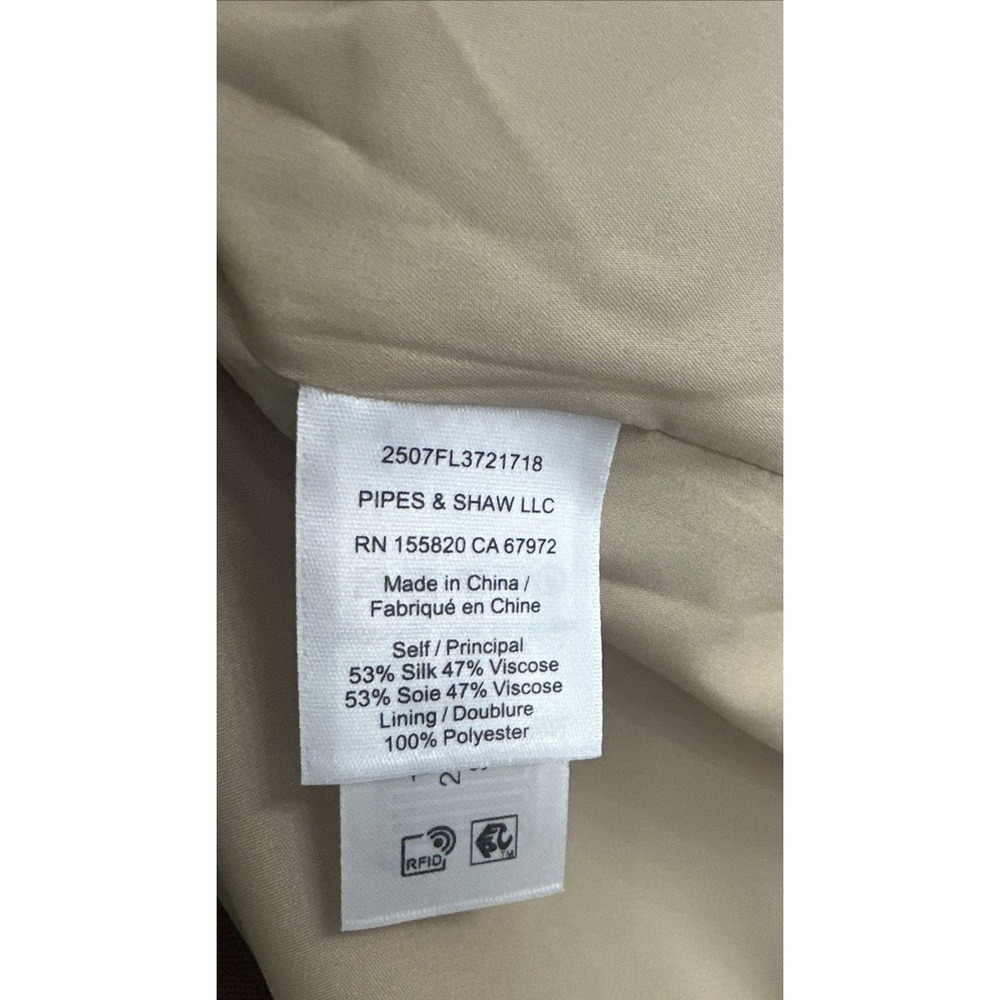 Veronica Beard Size 12 Pryce Striped Mini Shirtdress Silk Blend Stone Khaki Mult - Picture 12 of 15